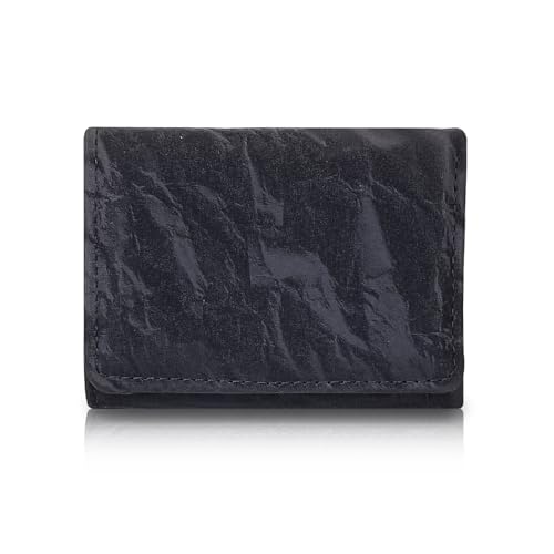 MultiValue Kartenetui Damen Solid Color Wallet Multifunktionaler Kartenhalter Kompakte Münzbörse Leder Kartenetui mit Schnappverschluss für Karten und Kleingeld Geeignet für Tägliche Reisen, Schwarz , von MultiValue