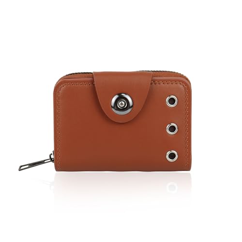 MultiValue Kartenetui Herren, 16 Kartenfächer Visitenkartenetui mit Druckknopf und Reißverschluss Karten Portemonnaie Für die Aufbewahrung von Geldkarten (Hellbraun) von MultiValue