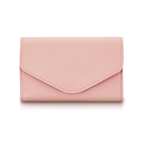 MultiValue Kreditkartenetui, schlichtes einfarbiges Leder, Premium-Textur, Damen-Geldbörse, großes Fassungsvermögen, mehrere Fächer mit Druckknopf, lange Münzbörse für Karten, Reisepass, Münzen, Pink, von MultiValue