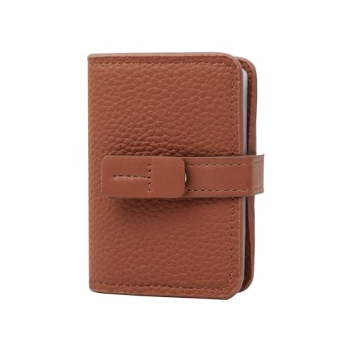 MultiValue Kreditkartenetui für Damen, Leder 20 Kartenfächer Karten Portemonnaie mit Druckknopf Kompakt Tragbar Kartenetui mit 2 ID-Positionen Für Führerscheinkarte (Braun) von MultiValue