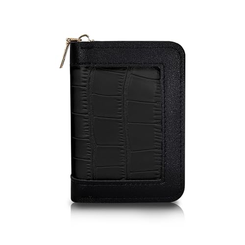 MultiValue Lady Wallet, Color Blocking Crocodile Print Multi Card Slot Organza Card Wallet Purse with Zip Small Women Wallet for Shopping Commuting Travelling, Schwarz , S, Modern von MultiValue