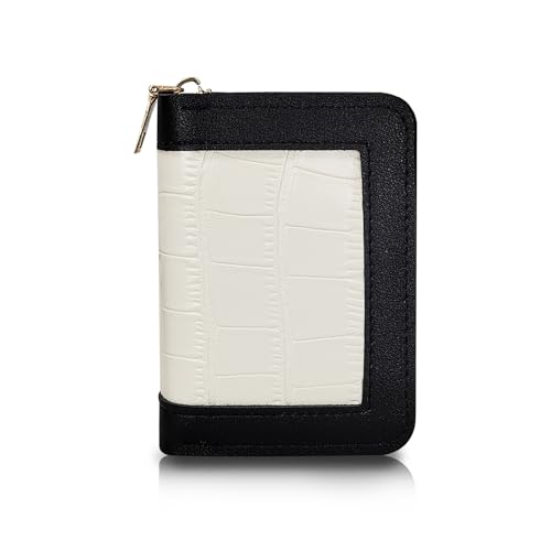 MultiValue Lady Wallet, Color Blocking Crocodile Print Multi Card Slot Organza Card Wallet Purse with Zip Small Women Wallet for Shopping Commuting Travelling, weiß, S, Modern von MultiValue