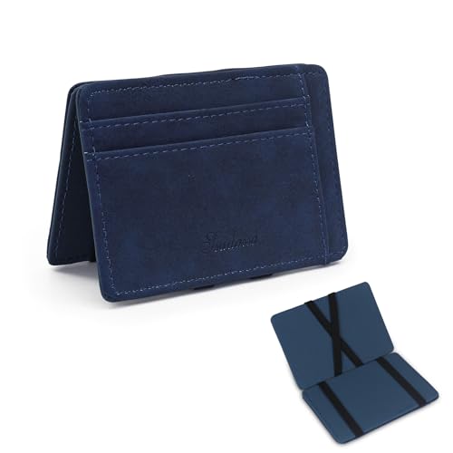 MultiValue Magic Wallet, Leder Mini Geldbeutel mit Münzfach Flache Portmonee Herren mit 3 Kartensteckplätzen (Blau) von MultiValue