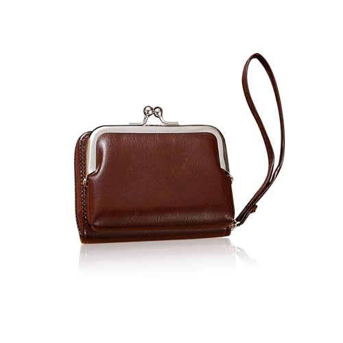 MultiValue Portemonnaie Damen, 2 in 1 Große Kapazität Kreditkartenetui Münzbörsen mit Handschlaufe Trennbar Reißverschluss Damen Geldbörsen (Braun) von MultiValue