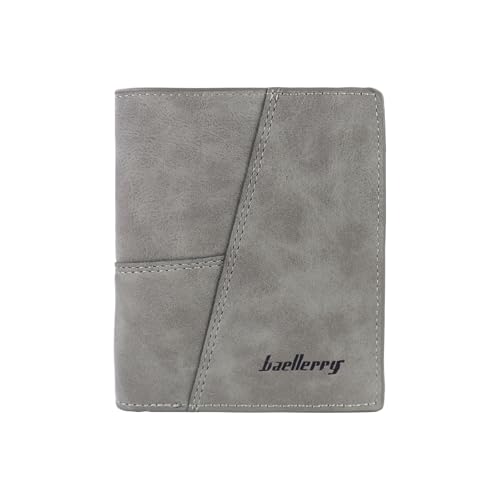 MultiValue Slim Wallet Herren, PU-Leder Card Holder Kompakt Geldbörse Herren mit ID-Fenster, Reißverschluss und Münzfach (Grau) von MultiValue