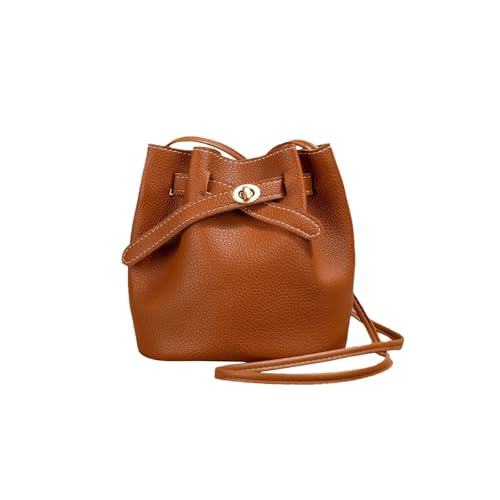 MultiValue Umhängetasche Damen, Leichtgewicht Leder Beuteltasche Damen Schrumpfen Tasche Damen mit Verstellbarem Schultergurt für Telefon Brieftasche (Braun) von MultiValue