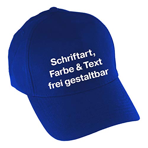 multifanshop® Baseballcap - Wunschtext - Druck vorne - Druck - Individuell Mütze Fanartikel - Größe one Size blau von multifanshop