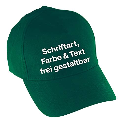 multifanshop® Baseballcap - Wunschtext - Druck vorne - Druck - Individuell Mütze Fanartikel - Größe one Size grün von multifanshop