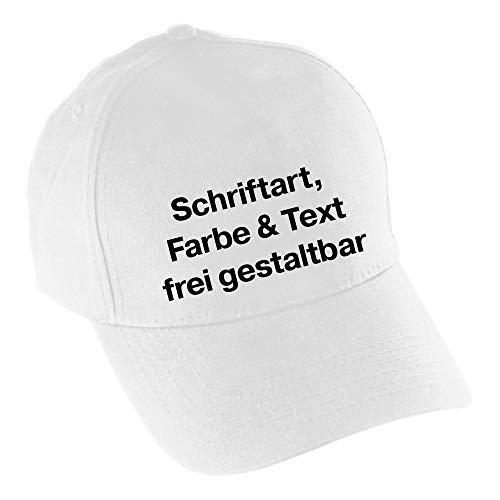 multifanshop® Baseballcap - Wunschtext - Druck vorne - Druck - Individuell Mütze Fanartikel - Größe one Size weiß von multifanshop