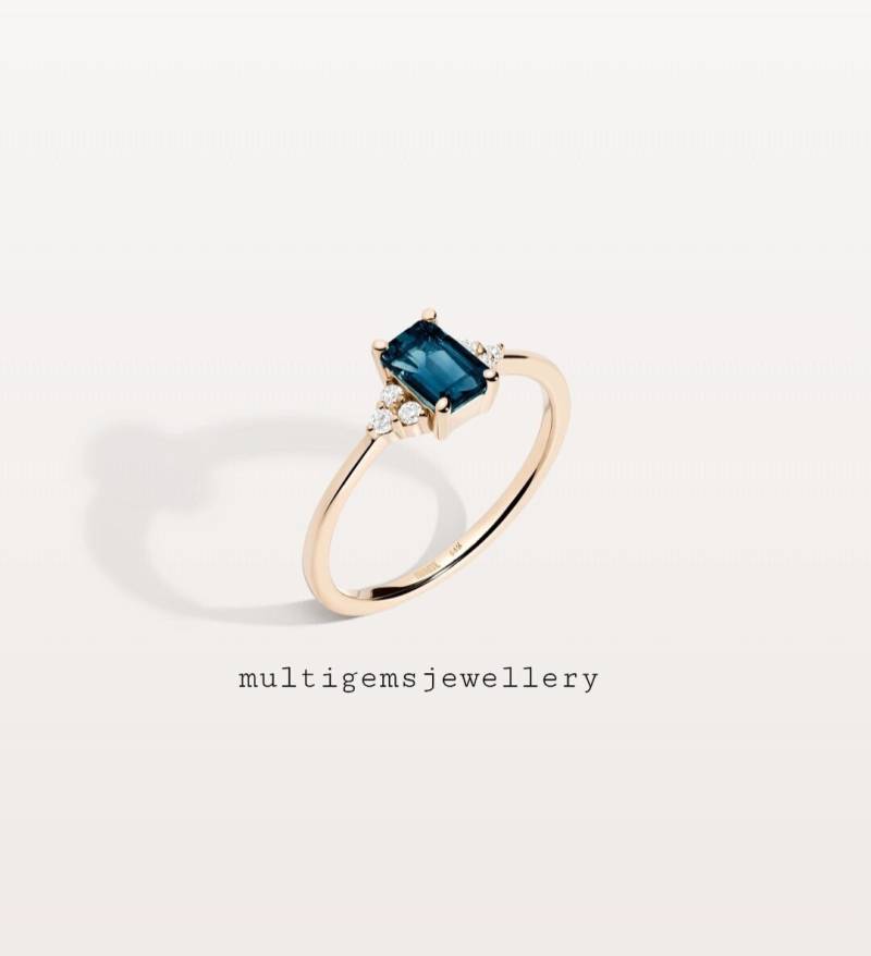 London Blautopas Silberring in 925 Sterlingsilber Rose Gold Plated Ring/Edelstein-Ring Im Oktagon Schliff Weihnachten Und Neujahr Ring von Multigemsjewellery