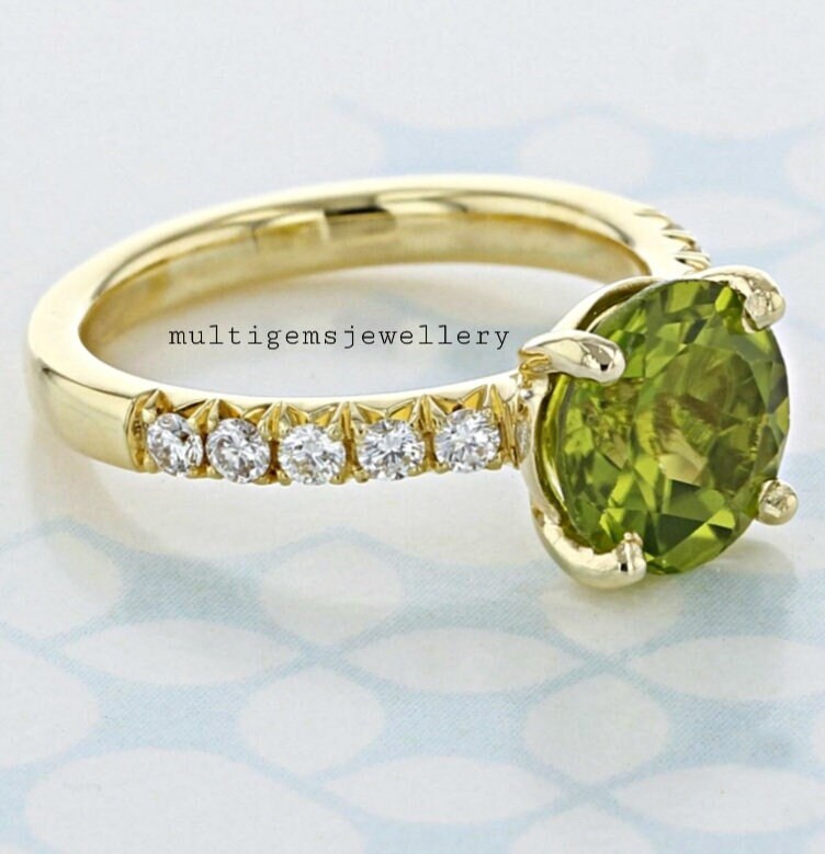 Peridot Ring/925 Sterling Silber Vergoldet August Geburtsstein Trauring Weihnachten Und Neujahr Für Sie von Multigemsjewellery