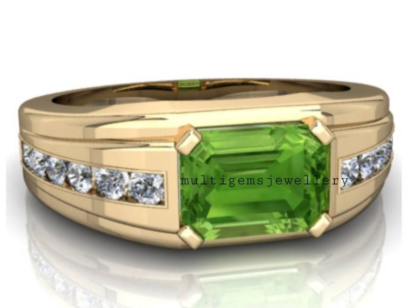 Peridot Silber Ring 925 Sterling Octogen Edelstein Bestes Geschenk Für Freund Liebe Band Ehering Jahrestag von Multigemsjewellery