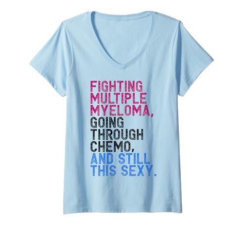 Damen Lustiger Multi-Myelom-Kämpfer Chemo-Patient inspirierend T-Shirt mit V-Ausschnitt Damen Lustiger Multi-Myelom-Kämpfer Chemo-Patient inspirierend T-Shirt mit V-Ausschnitt von Multiple Myeloma Cancer Awareness Designs