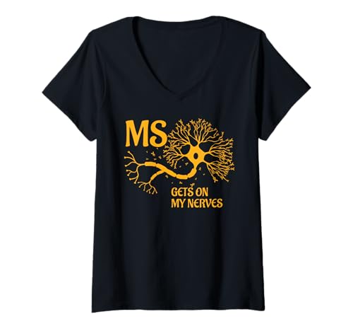 Damen MS Gets On My Nerves March Multiple Sklerose Awareness T-Shirt mit V-Ausschnitt Damen MS Gets On My Nerves March Multiple Sklerose Awareness T-Shirt mit V-Ausschnitt von Multiple Sclerosis Awareness Month MS Support