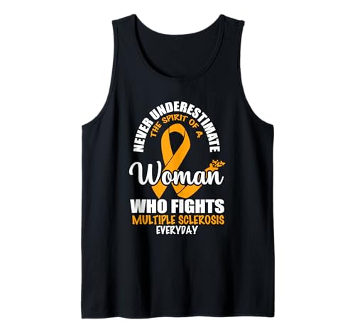 Never Underestimate A Woman Multiple Sclerosis Awareness Tank Top von Multiple Sclerosis Awareness Ms Awareness Tee´s