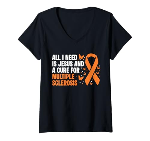 Damen All I Need Is Jesus And A Cure For Multiple Sclerosis T-Shirt mit V-Ausschnitt Damen All I Need Is Jesus And A Cure For Multiple Sclerosis T-Shirt mit V-Ausschnitt von Multiple Sklerose Bewusstsein Design Idee