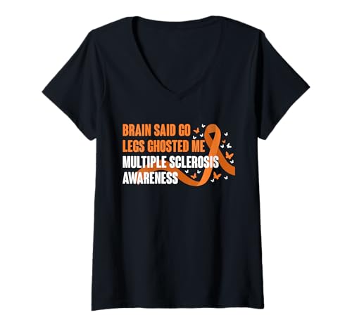 Damen Brain Said Go Legs Ghosted Me MS Multiple Sclerosis T-Shirt mit V-Ausschnitt Damen Brain Said Go Legs Ghosted Me MS Multiple Sclerosis T-Shirt mit V-Ausschnitt von Multiple Sklerose Bewusstsein Design Idee