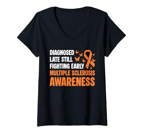 Damen Diagnosed Late Still MS Multiple Sclerosis Awareness T-Shirt mit V-Ausschnitt Damen Diagnosed Late Still MS Multiple Sclerosis Awareness T-Shirt mit V-Ausschnitt von Multiple Sklerose Bewusstsein Design Idee