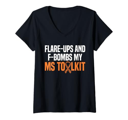 Damen Flare Ups And F Bombs MS Multiple Sclerosis Awareness T-Shirt mit V-Ausschnitt Damen Flare Ups And F Bombs MS Multiple Sclerosis Awareness T-Shirt mit V-Ausschnitt von Multiple Sklerose Bewusstsein Design Idee