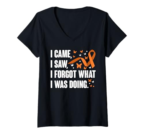 Damen I Came I Saw I Forgot What I Was Doing MS T-Shirt mit V-Ausschnitt Damen I Came I Saw I Forgot What I Was Doing MS T-Shirt mit V-Ausschnitt von Multiple Sklerose Bewusstsein Design Idee