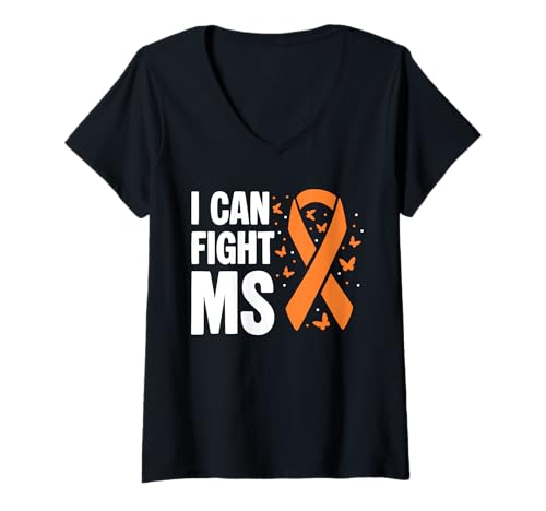 Damen I Can Fight MS Multiple Sclerosis Awareness T-Shirt mit V-Ausschnitt Damen I Can Fight MS Multiple Sclerosis Awareness T-Shirt mit V-Ausschnitt von Multiple Sklerose Bewusstsein Design Idee