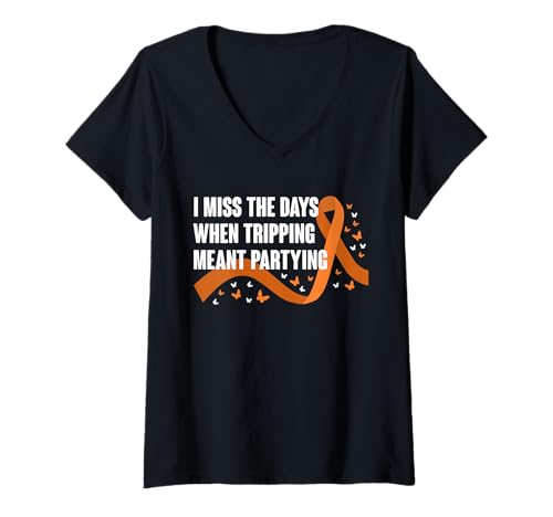 Damen I Miss The Days When Tripping Meant Partying MS T-Shirt mit V-Ausschnitt Damen I Miss The Days When Tripping Meant Partying MS T-Shirt mit V-Ausschnitt von Multiple Sklerose Bewusstsein Design Idee