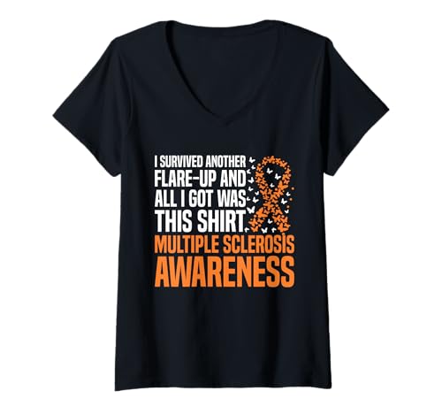 Damen I Survived Another Flare Up MS Multiple Sclerosis Awareness T-Shirt mit V-Ausschnitt Damen I Survived Another Flare Up MS Multiple Sclerosis Awareness T-Shirt mit V-Ausschnitt von Multiple Sklerose Bewusstsein Design Idee