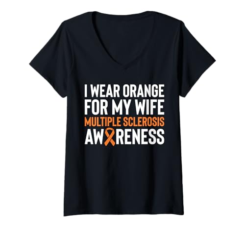 Damen I Wear Orange For My Wife MS Multiple Sclerosis Awareness T-Shirt mit V-Ausschnitt Damen I Wear Orange For My Wife MS Multiple Sclerosis Awareness T-Shirt mit V-Ausschnitt von Multiple Sklerose Bewusstsein Design Idee