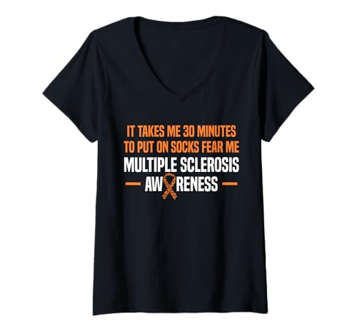 Damen It Takes Me 30 Minutes To Put On Socks MS T-Shirt mit V-Ausschnitt Damen It Takes Me 30 Minutes To Put On Socks MS T-Shirt mit V-Ausschnitt von Multiple Sklerose Bewusstsein Design Idee