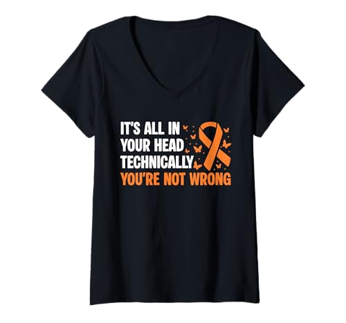 Damen Its All In Your Head MS Multiple Sclerosis Awareness T-Shirt mit V-Ausschnitt Damen Its All In Your Head MS Multiple Sclerosis Awareness T-Shirt mit V-Ausschnitt von Multiple Sklerose Bewusstsein Design Idee