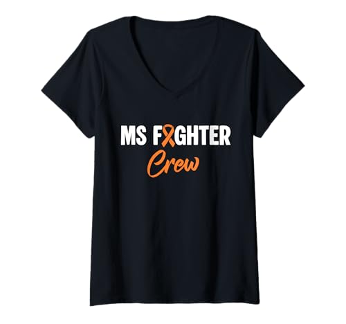 Damen MS Fighter Crew MS Multiple Sclerosis Awareness T-Shirt mit V-Ausschnitt Damen MS Fighter Crew MS Multiple Sclerosis Awareness T-Shirt mit V-Ausschnitt von Multiple Sklerose Bewusstsein Design Idee