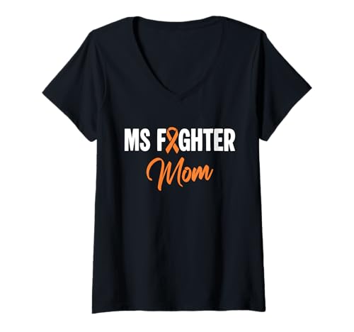 Damen MS Fighter Mom MS Multiple Sclerosis Awareness T-Shirt mit V-Ausschnitt Damen MS Fighter Mom MS Multiple Sclerosis Awareness T-Shirt mit V-Ausschnitt von Multiple Sklerose Bewusstsein Design Idee