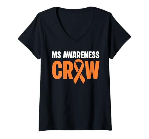 Damen MS Multiple Sclerosis Awareness Crew T-Shirt mit V-Ausschnitt Damen MS Multiple Sclerosis Awareness Crew T-Shirt mit V-Ausschnitt von Multiple Sklerose Bewusstsein Design Idee