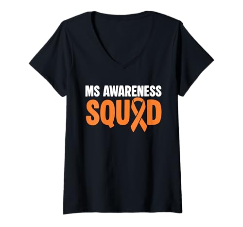 Damen MS Multiple Sclerosis Awareness Squad T-Shirt mit V-Ausschnitt Damen MS Multiple Sclerosis Awareness Squad T-Shirt mit V-Ausschnitt von Multiple Sklerose Bewusstsein Design Idee