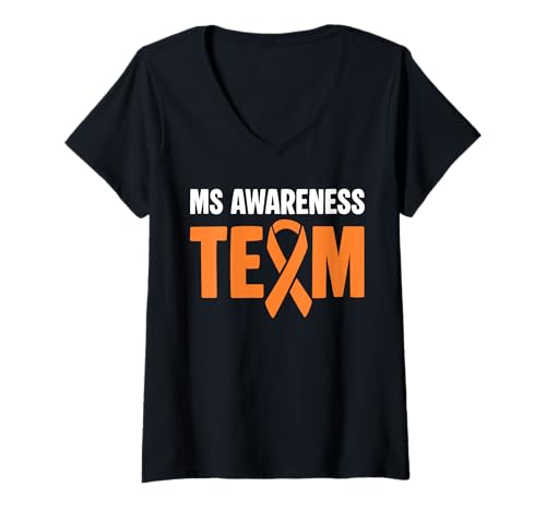 Damen MS Multiple Sclerosis Awareness Team T-Shirt mit V-Ausschnitt Damen MS Multiple Sclerosis Awareness Team T-Shirt mit V-Ausschnitt von Multiple Sklerose Bewusstsein Design Idee