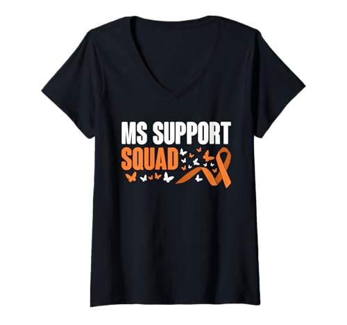 Damen MS Support Squad MS Multiple Sclerosis Awareness T-Shirt mit V-Ausschnitt Damen MS Support Squad MS Multiple Sclerosis Awareness T-Shirt mit V-Ausschnitt von Multiple Sklerose Bewusstsein Design Idee