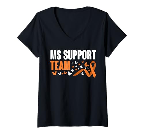 Damen MS Support Team MS Multiple Sclerosis Awareness T-Shirt mit V-Ausschnitt Damen MS Support Team MS Multiple Sclerosis Awareness T-Shirt mit V-Ausschnitt von Multiple Sklerose Bewusstsein Design Idee