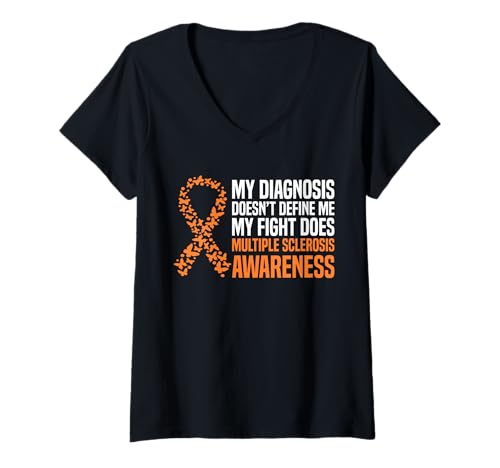 Damen My Diagnosis Dosent Define Me MS Multiple Sclerosis T-Shirt mit V-Ausschnitt Damen My Diagnosis Dosent Define Me MS Multiple Sclerosis T-Shirt mit V-Ausschnitt von Multiple Sklerose Bewusstsein Design Idee