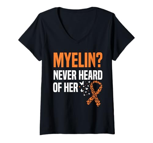 Damen Myelin? Never Heard Of Her MS Multiple Sclerosis Awareness T-Shirt mit V-Ausschnitt Damen Myelin? Never Heard Of Her MS Multiple Sclerosis Awareness T-Shirt mit V-Ausschnitt von Multiple Sklerose Bewusstsein Design Idee