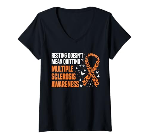 Damen Resting Doesnt Mean Quitting MS Multiple Sclerosis T-Shirt mit V-Ausschnitt Damen Resting Doesnt Mean Quitting MS Multiple Sclerosis T-Shirt mit V-Ausschnitt von Multiple Sklerose Bewusstsein Design Idee