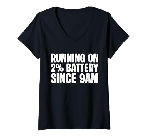 Damen Running On 2% Battery Since 9AM Multiple Sclerosis T-Shirt mit V-Ausschnitt Damen Running On 2% Battery Since 9AM Multiple Sclerosis T-Shirt mit V-Ausschnitt von Multiple Sklerose Bewusstsein Design Idee