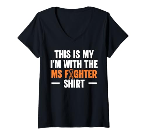 Damen This Is My Im With The MS Figher Shirt MS Multiple Sclerosis T-Shirt mit V-Ausschnitt Damen This Is My Im With The MS Figher Shirt MS Multiple Sclerosis T-Shirt mit V-Ausschnitt von Multiple Sklerose Bewusstsein Design Idee