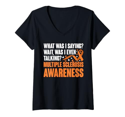 Damen What Was I Saying? Wait Was I Even Talking? MS T-Shirt mit V-Ausschnitt Damen What Was I Saying? Wait Was I Even Talking? MS T-Shirt mit V-Ausschnitt von Multiple Sklerose Bewusstsein Design Idee