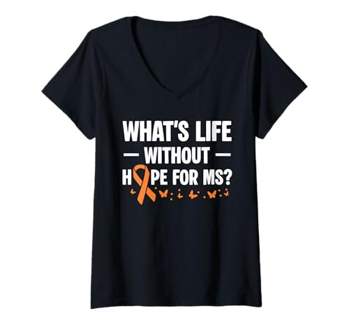 Damen Whats Life Without Hope For MS? Multiple Sclerosis T-Shirt mit V-Ausschnitt Damen Whats Life Without Hope For MS? Multiple Sclerosis T-Shirt mit V-Ausschnitt von Multiple Sklerose Bewusstsein Design Idee