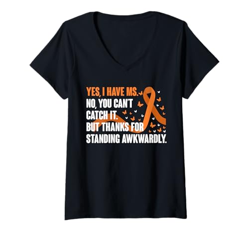 Damen Yes I Have MS No You Cant Catch It MS Multiple Sclerosis T-Shirt mit V-Ausschnitt Damen Yes I Have MS No You Cant Catch It MS Multiple Sclerosis T-Shirt mit V-Ausschnitt von Multiple Sklerose Bewusstsein Design Idee