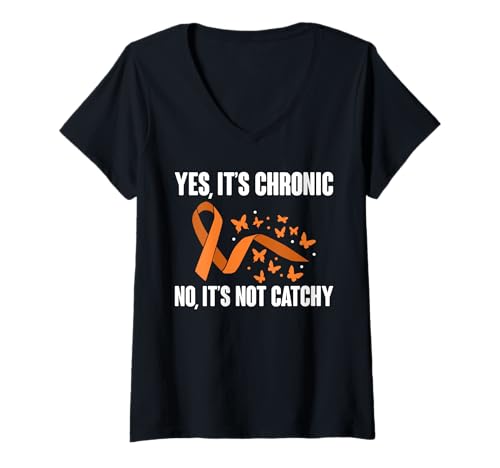 Damen Yes Its Chronic No Its Not Catchy MS Multiple Sclerosis T-Shirt mit V-Ausschnitt Damen Yes Its Chronic No Its Not Catchy MS Multiple Sclerosis T-Shirt mit V-Ausschnitt von Multiple Sklerose Bewusstsein Design Idee