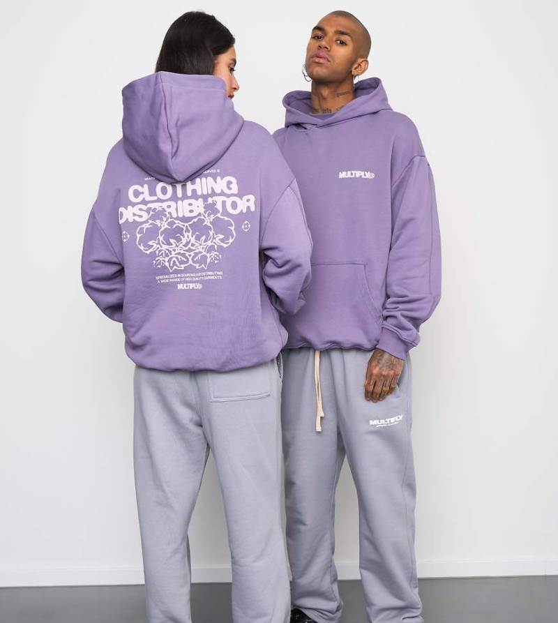 Multiply Apparel - Distributor - Oversize-Kapuzenpullover in Kadett-Lila von Multiply Apparel