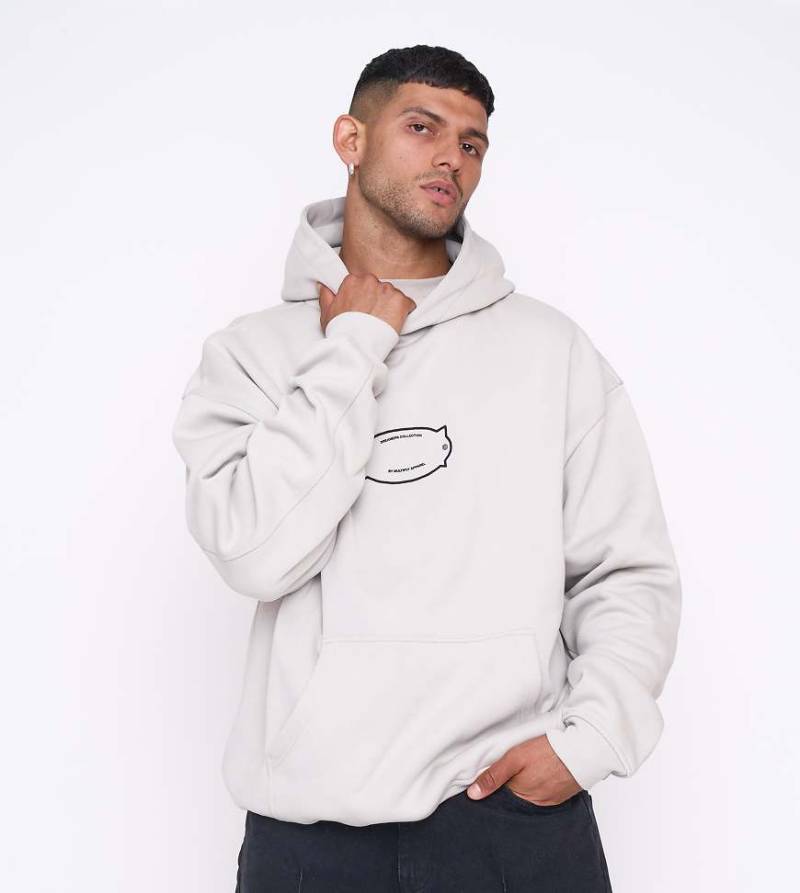 Multiply Apparel - Faculty - Oversize-Kapuzenpullover in Taubenweiß-Neutral von Multiply Apparel