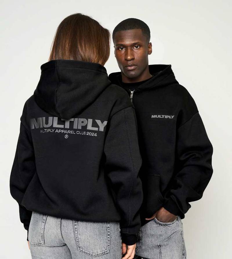 Multiply Apparel - Oversize-Kapuzenjacke in Schwarz mit Reißverschluss von Multiply Apparel