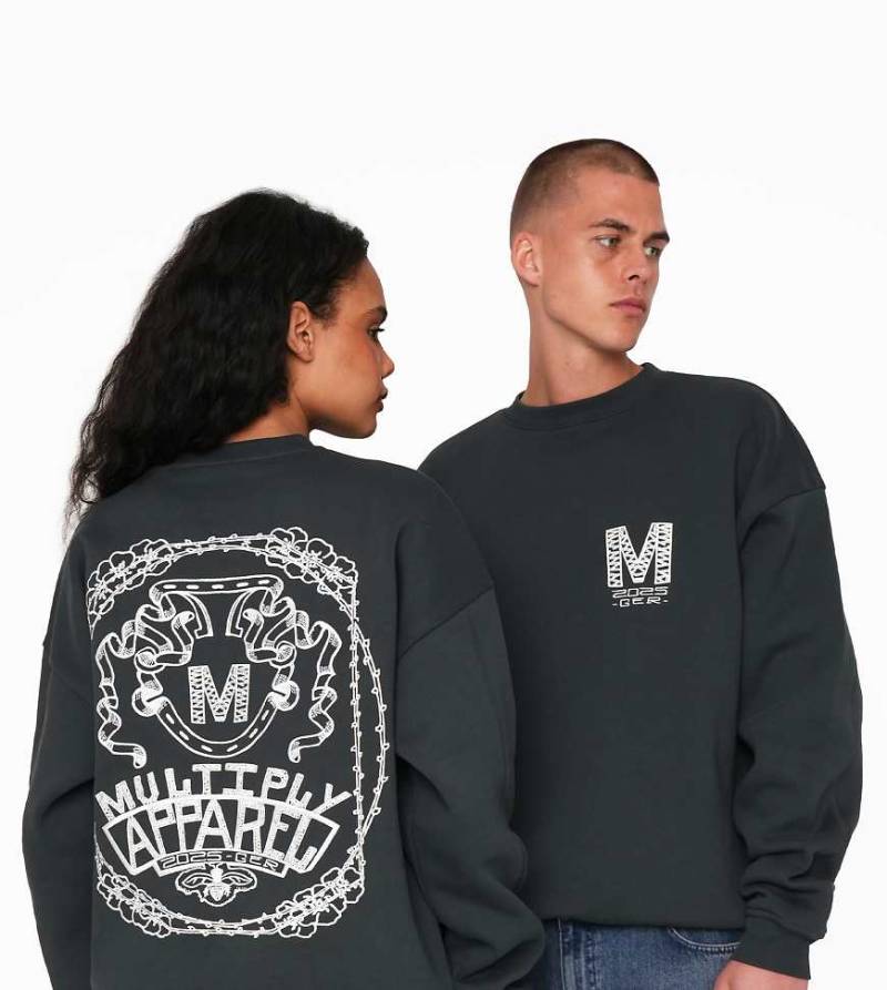Multiply Apparel - Oversize-Sweatshirt in Schwarz mit Rahmen-Grafik von Multiply Apparel